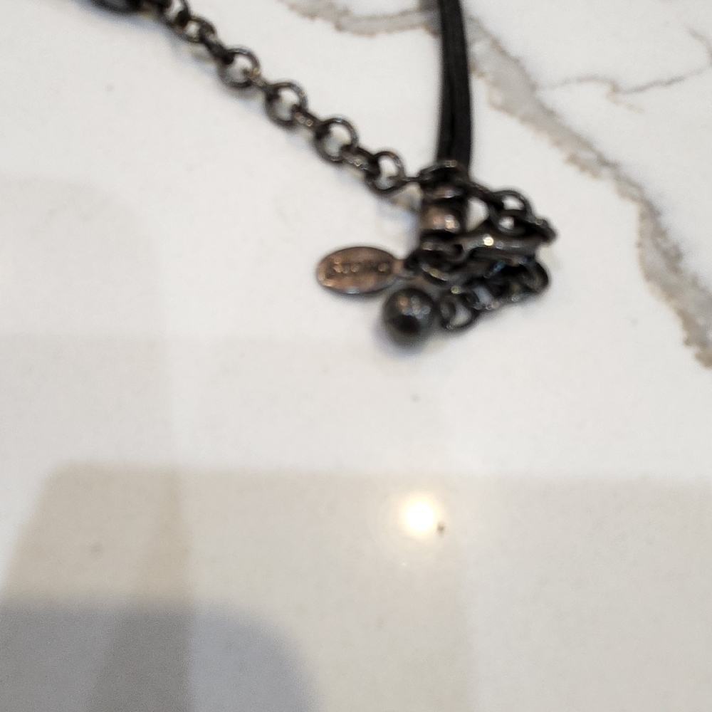 Signed Chicos Pendant Statement Necklace On Stationed Cord - Picture 6 of 7